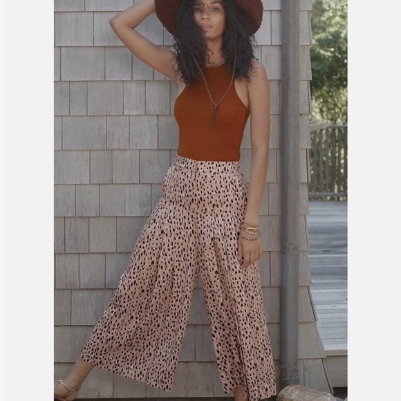 Anthropologie Pants - Anthropologie Isobel Pleated Leopard Print Wide-Leg Pants